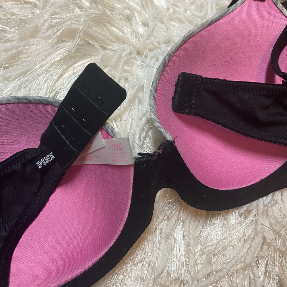 Victoria’s Secret PINK Wear Everywhere Bra 32C Lined Striped Everyday Bra - Picture 3 of 6
